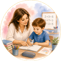 TDAH-Ecole Icône aquarelle illustrant le TDAH au quotidien à l'école