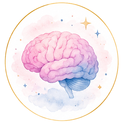 Icône aquarelle d'un cerveau, symbole du Trouble Déficit de l'Attention avec ou sans Hyperactivité