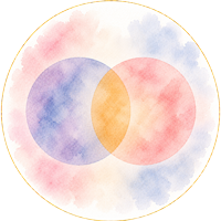 TSA-et-TDAH-des-troubles-qui-coexistent Icône aquarelle illustrant la coexistence possible entre TSA et TDAH