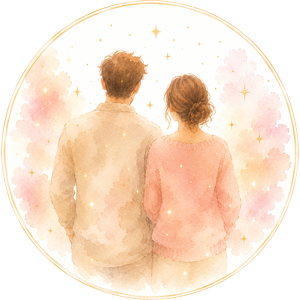 Icône aquarelle représentant un couple de parents, accompagnement à la parentalité à Arles