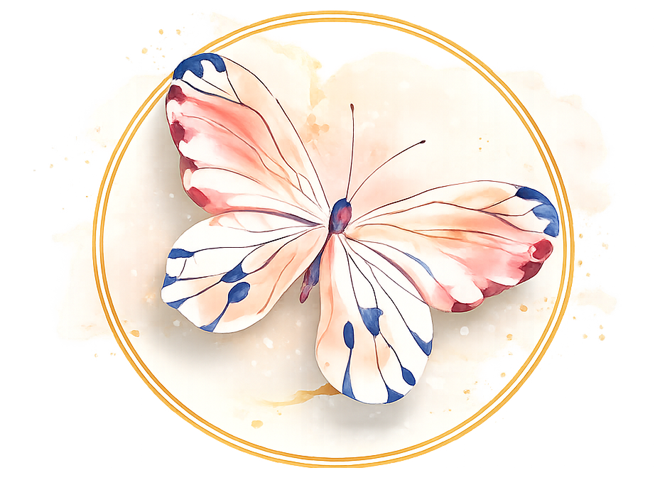 Illustration aquarelle d'un papillon, symbole de l'accompagnement bienveillant proposé par Psychokids à Arles